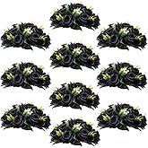 Inweder Flower Centerpieces for Wedding Tables: Halloween Table Decorations Black Flower Balls Centerpieces for Engagement Cerebration Party Gothic Center Pieces 2 Packs