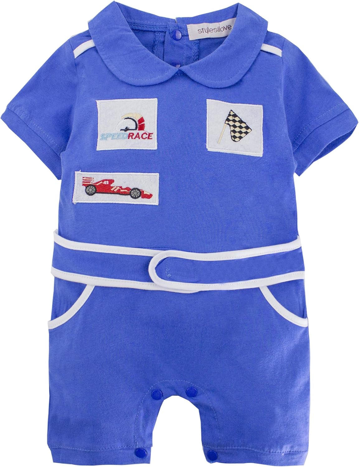 stylesilove Baby Boy Short Sleeves Chic Car Racer Costume Romper Halloween Baby Boy Clothes