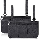 Noverlife 2 Pack Lengthened Wheelchair Side Organizer Bags, Detachable Band Wheelchair Armrest Storage Pouch for Walker, Rollator Bag Wheelchair Pouch Side Pocket Storage Bag for Electric Wheelchairs