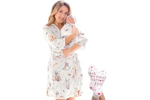 ECO BABY Mommy and Me Robe and Swaddle Set | Maternity Robe and Matching Baby Set for Girl, Boy | Hospital Labor and Delivery