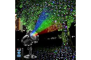 ALINKEY Outdoor RGB Laser Projector Lights, Moving 3 Color Starry Sky & Firefly Effects Projection Light with RF Control, IP65 Outdoor Holiday Landscape Decor for Christmas Halloween Parties Garden New Year