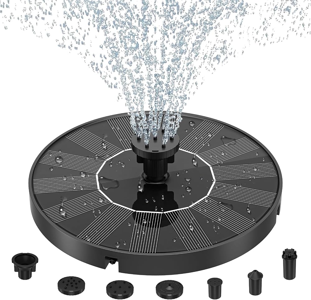 Senders Solar Fountain Pump 1W Panel Kit for Pond Garden 6 Nozzles