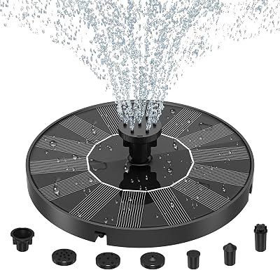 Senders Solar Fountain Pump 1W Panel Kit for Pond Garden 6 Nozzles