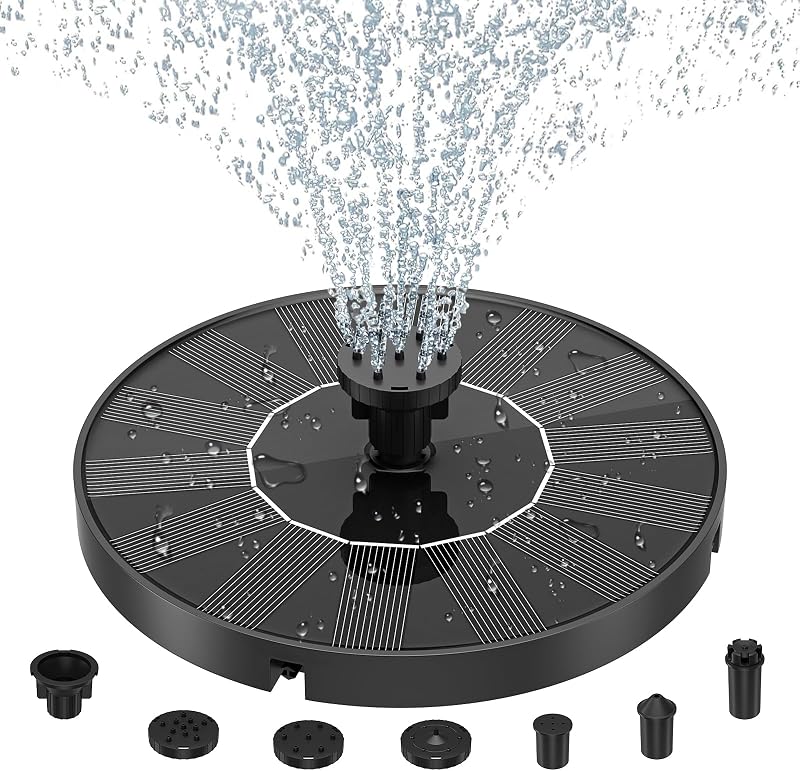 Senders Solar Fountain Pump 1W Panel Kit for Pond Garden 6 Nozzles