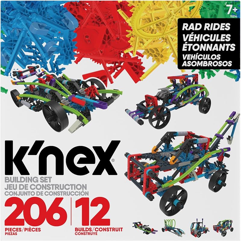 K'NEX Basic Fun Rad Rides Set 206 Pieces 12 Models Ages 7+