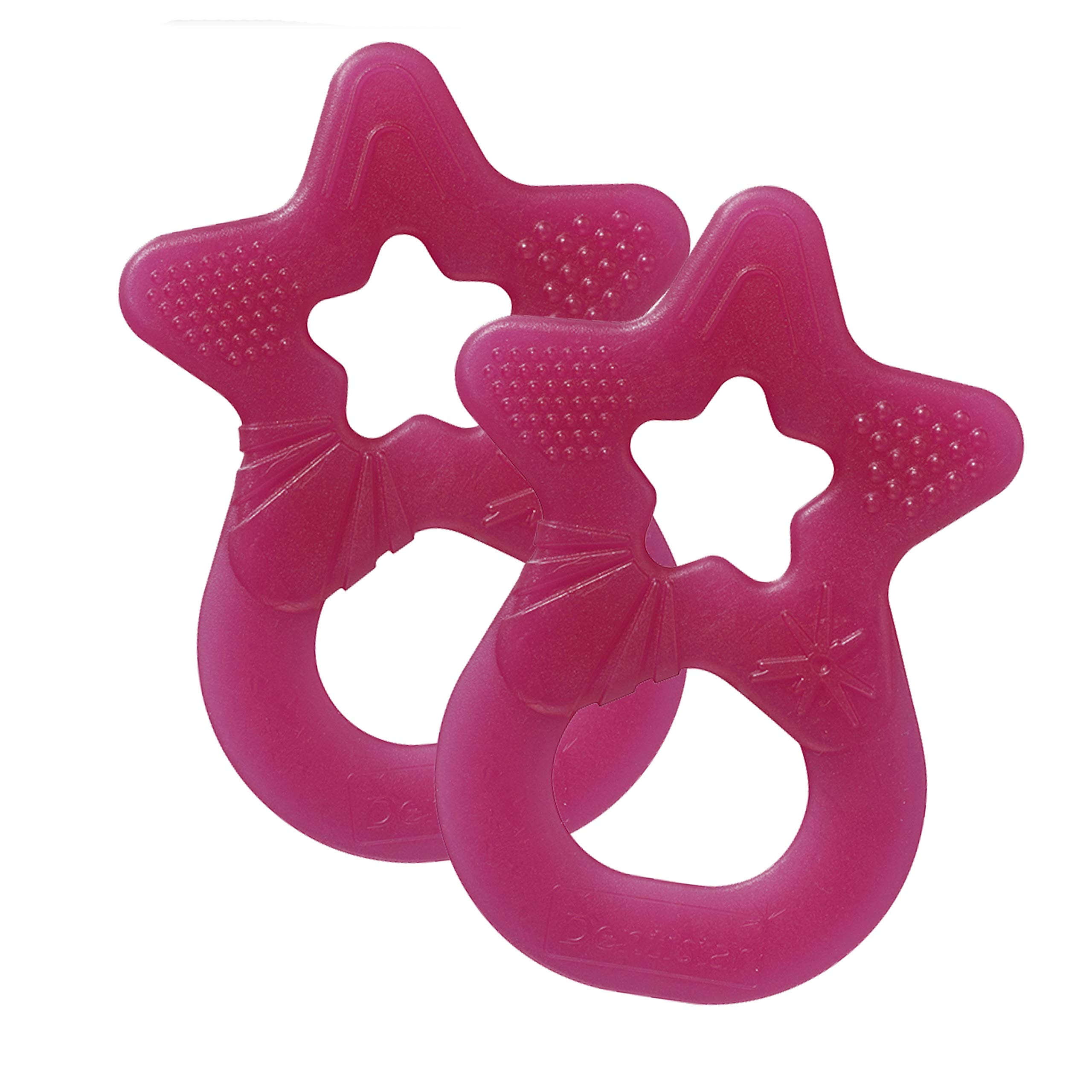 dentistar Star Teether Pack of 2, Teething Baby Toy for Infants Aged 3+ Months, Soft Silicone Baby Teething Ring for Tooth and Gum Pain Relief, Made in Germany - Pink — image 1