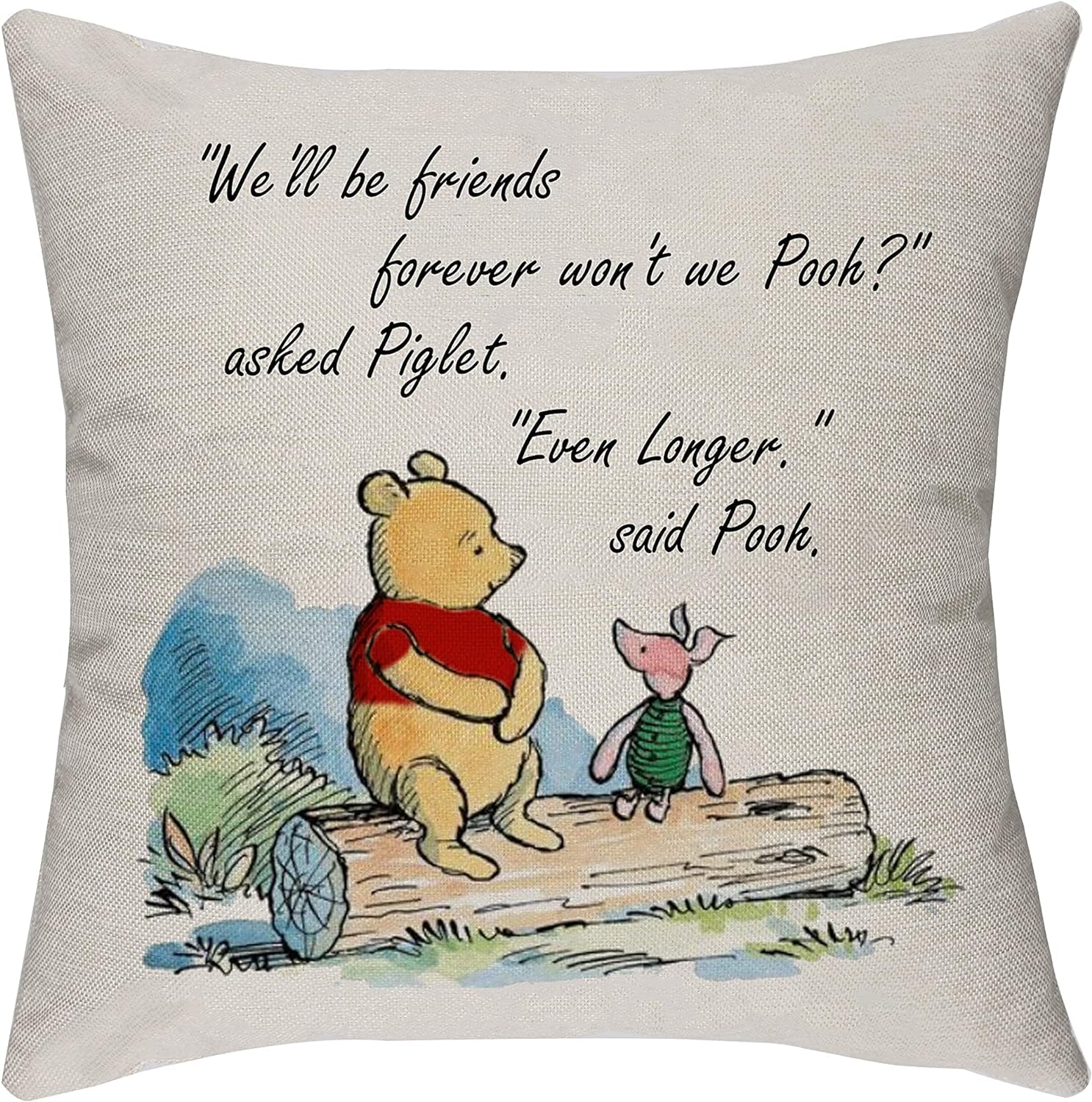ZFENGYYUAN The Pooh and Piglet Friendship Quote Cuhshion Cover 18x18 Inches Friendship Gifts for Friends home sofa decor