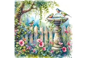 askkqtx Birds Animals Diamond Art Kits for Adults, Flowers Garden Diamond Painting Kits for Beginners, DIY 5D Full Drill Crystal Rhinestone Gem Art Craft Home Decor 14x14 Inch