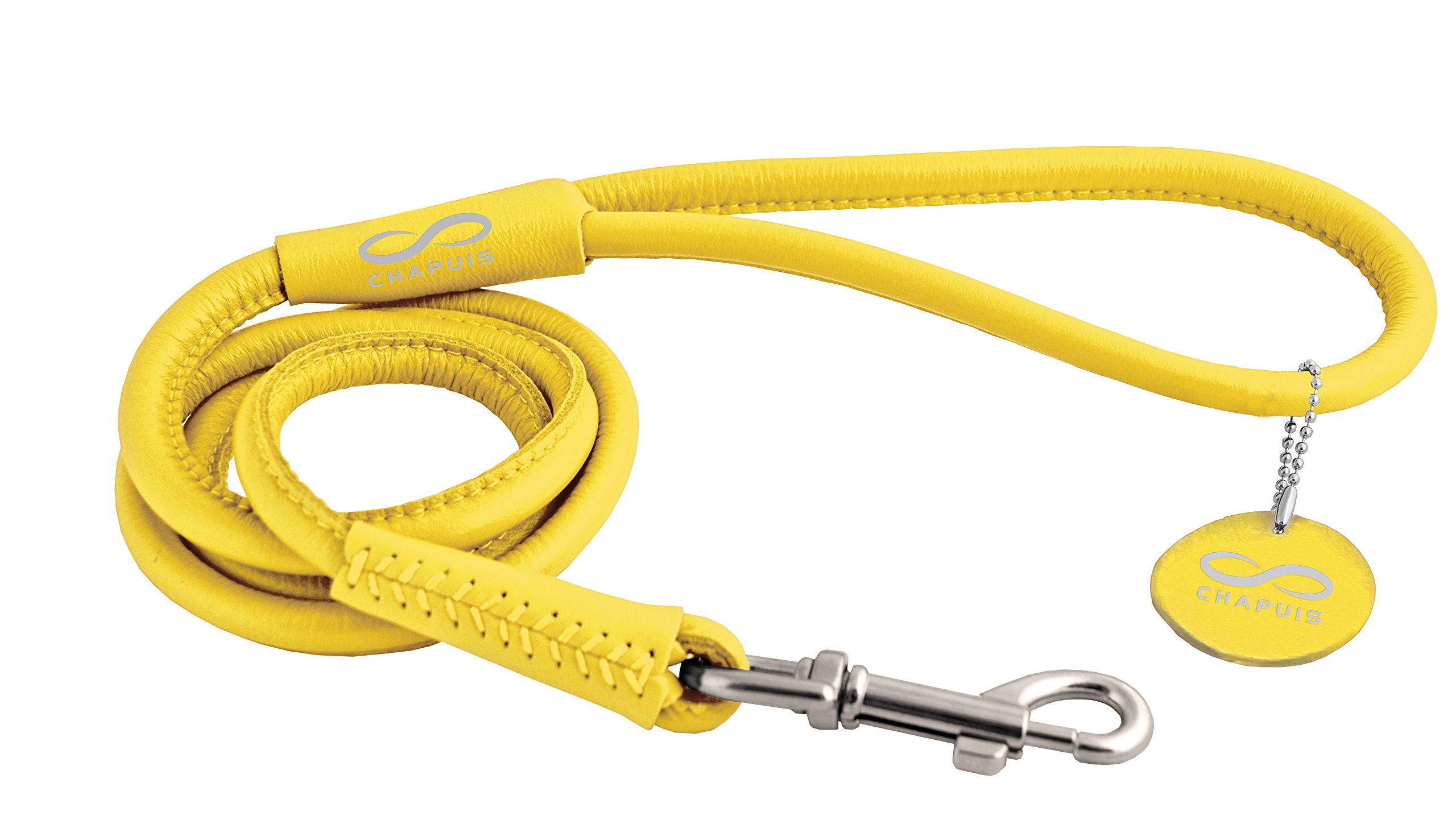 CHAPUIS SELLERIE Glamour Round Leather for Dogs Yellow Diameter 8 mm Length 1.22 m Size S