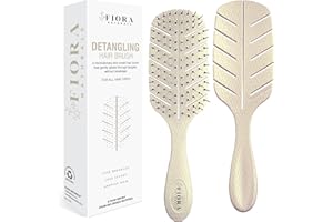 Detangler Brush by Fiora Naturals - 100% Bio-Friendly Detangling brush w/Ultra-Soft Bristles - Glide Through Tangles with Ease - For Curly, Fine, Black Natural, Women, Men, Kids - Dry and Wet Hair