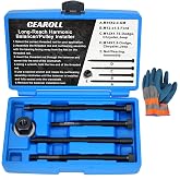 5Pcs Harmonic Balancer Installer Tool Set, Long Reach Crank Pulley Underdrive Damper Puller Installation Tool Kit, Compatible with Ford, GM, Dodge and Chrysler V8 and V6 Engines