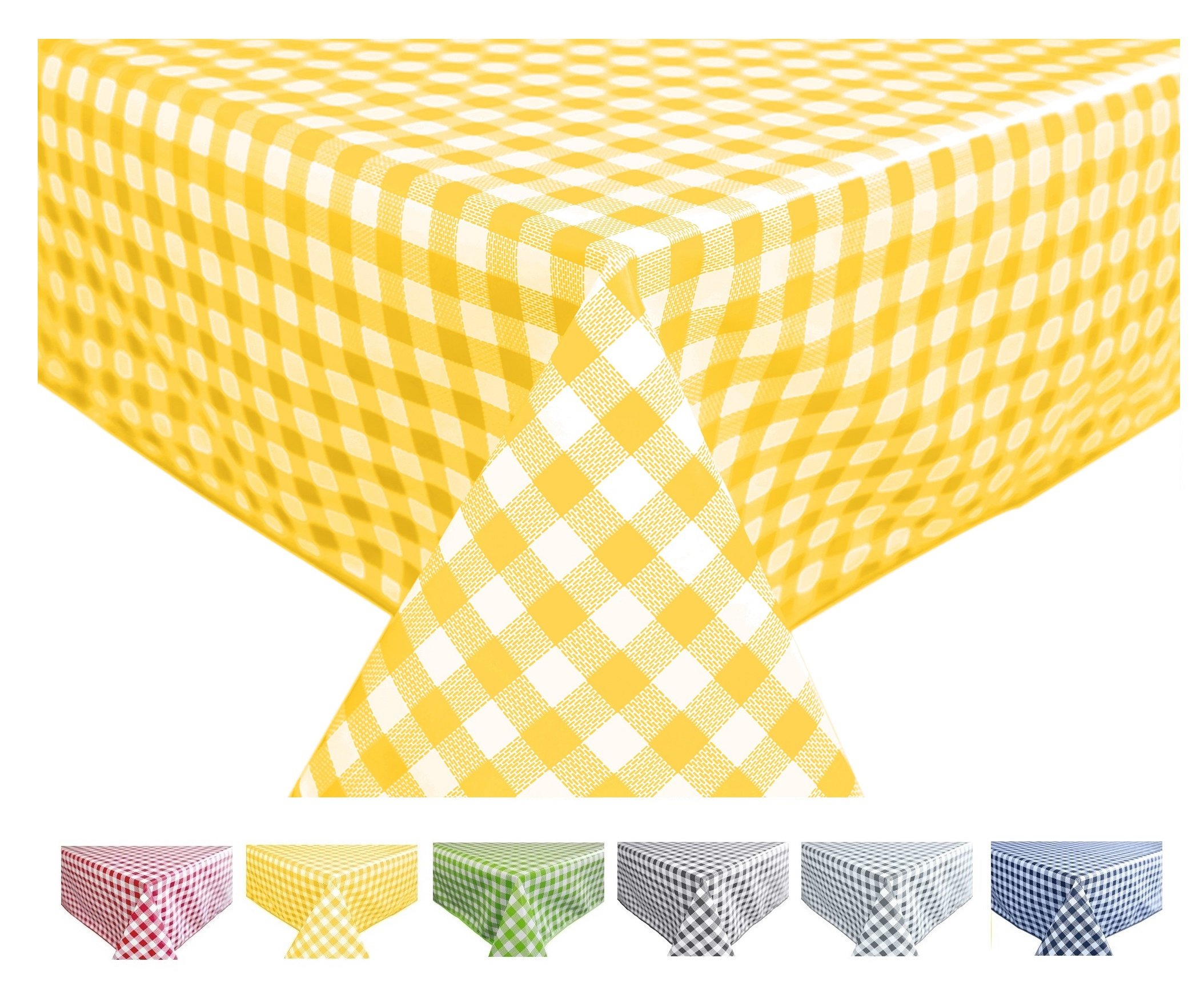 Home Direct Large Rectangular Oilcloth PVC Wipe Clean Tablecloth Table Cover 140cm x 240cm 55x94 Gingham Check Yellow