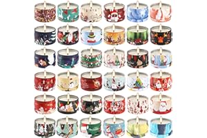 CAKETYCG 36Pack Christmasc Sets,Long Burning,2.5oz Natural Soy Wax with Essential Oils Decorative Aromatherapy Candles for Christmas，Thanksgiving Gift, Home Scented