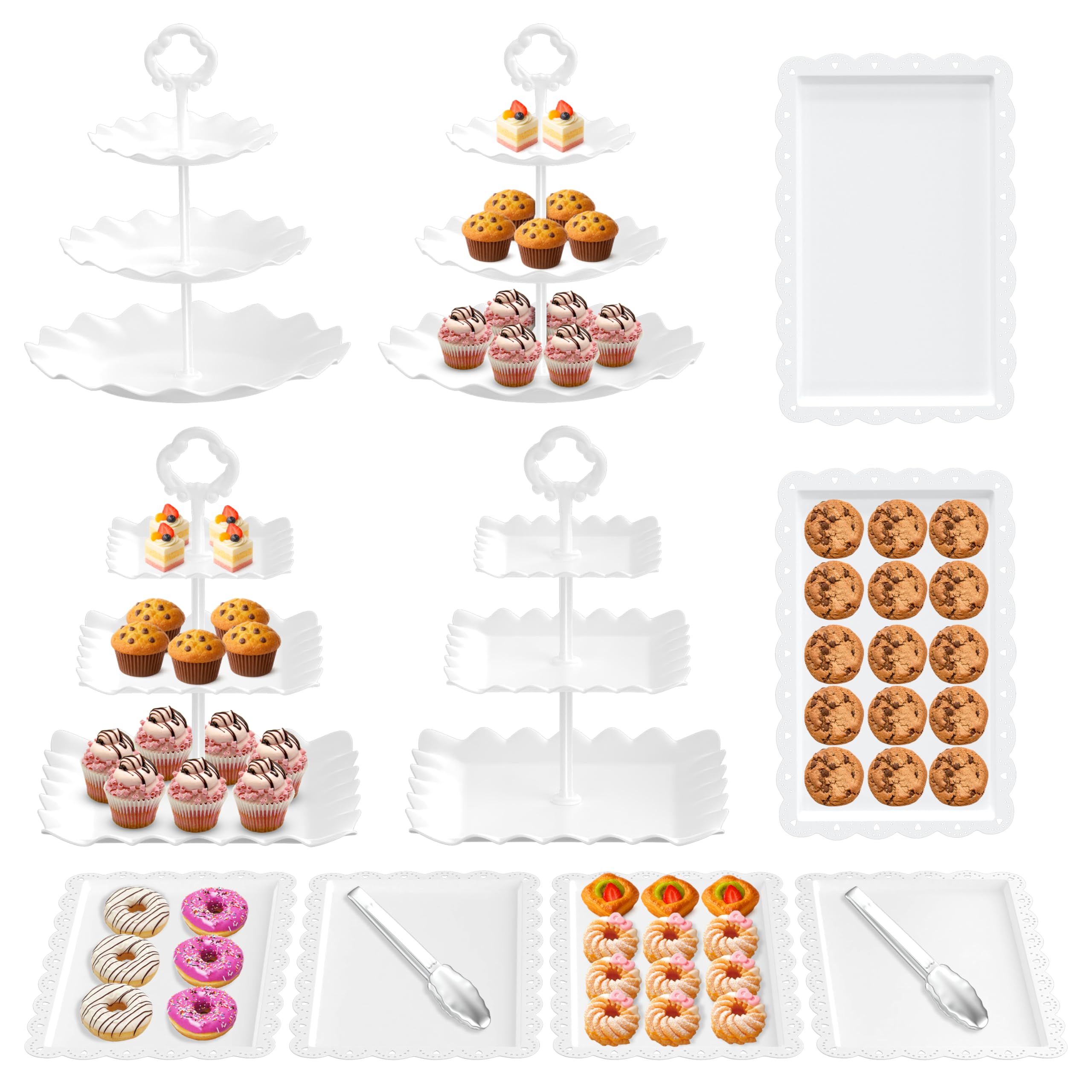 Photo 1 of *MISSING PARTS UNKNOWN*
Riccle 12Pcs Dessert Table Display Set, 3 Tiered Cupcake Stand, Cupcake Holder & Cake Stands, Dessert Display Serving Trays for Party, Bridal Shower, Baby Shower, Tea Party, and Birthdays