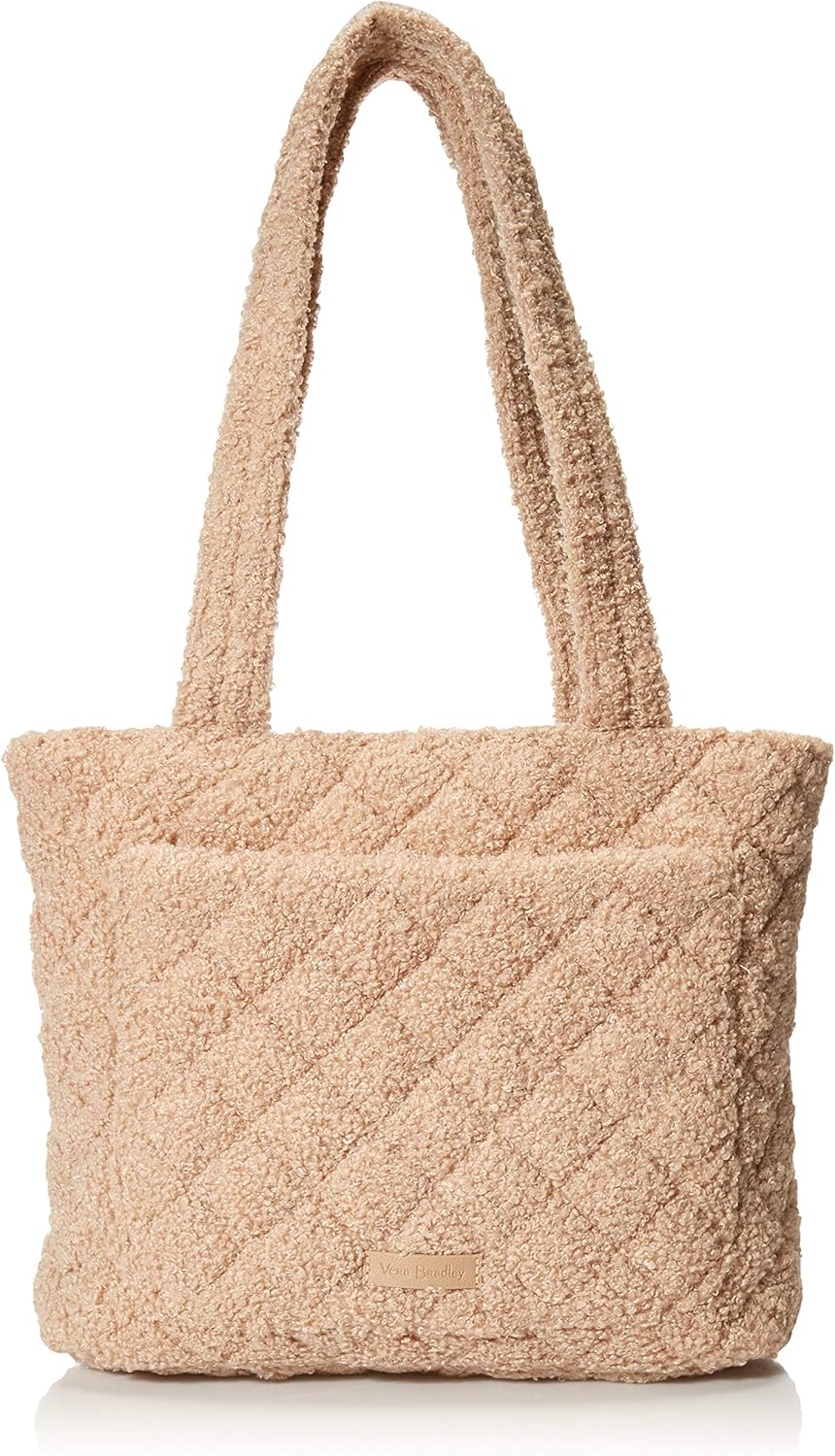 Vera Bradley Women's Teddy Fleece Sherpa Small Vera Tote Bag Handbag, Ginger Snap, One Size