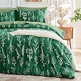MUXHOMO Emerald Green Bed in a Bag Queen 7 Pieces, Queen Comforter Set Reversible Botanical Flowers Design, Ultra Soft & Breathable Bedding Sets with Comforter, Sheets, Pillowcases & Shams