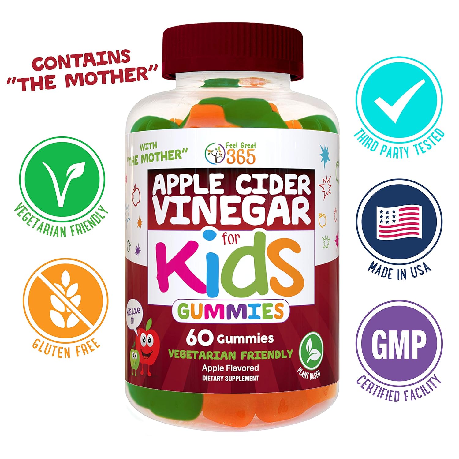 Feel Great 365’s Apple Cider Vinegar Gummies for Kids Digestive