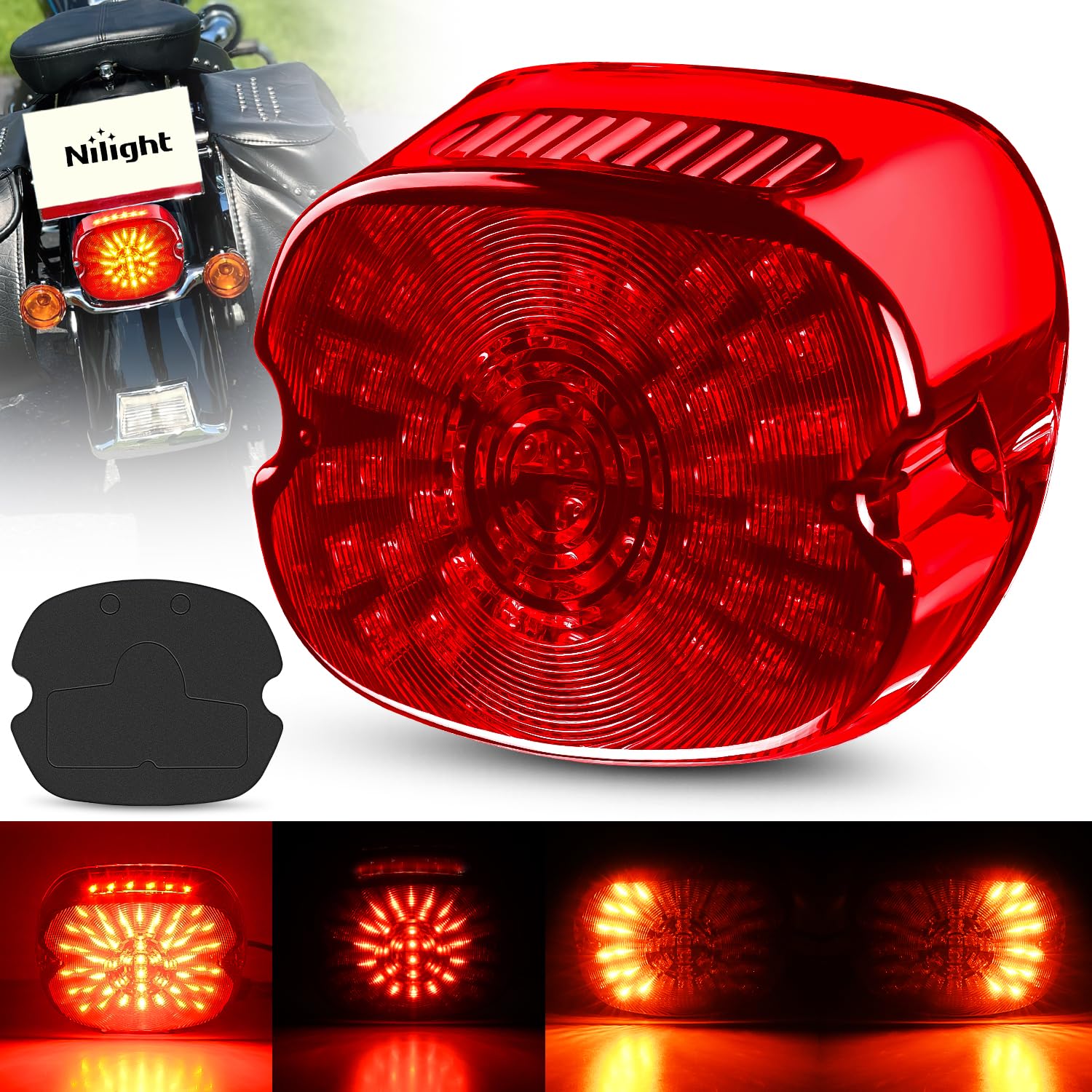 Nilight LED Tail Light Motorcycle Brake Turn Signal