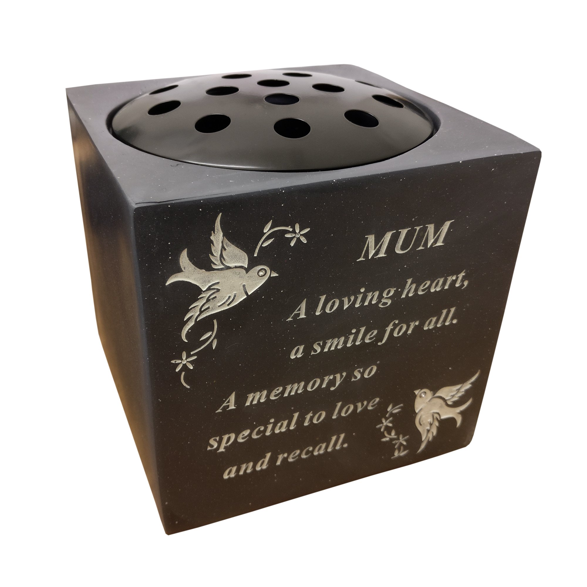 David Fischhoff Mum Dove Rose Bowl, Poly Resin, Grey, 13.5 x 13.5 x 15 cm