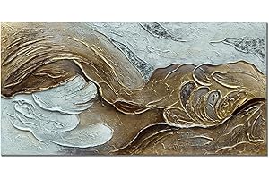 SLYART Handmade 3D Metal Textured Wall Art, Unique Thick Texture Rough Surface Relief Art, Abstract Modern Paintings Imitation Old Handicrafts Golden Artwork