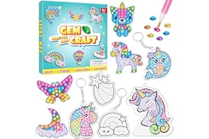 WAHFNG Gem Art, Diamond Art Kids Painting Kit -Make Your Own Stickers,Keychains & Suncatchers - Arts and Crafts for Girls and Boys Ages 6-12 - Best Gift Ideas for Age 6, 7, 8, 9, 10,11,12 Years Old
