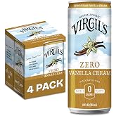 Virgil's Zero Sugar Vanilla Cream Soda, Pack of 4 (12 fl oz Can each) | Handcrafted Zero Sugar Cream Soda with Double Bourbon Vanilla &amp; Stevia, No Aspartame or Sucralose, Non-GMO &amp; Keto Friendly