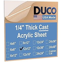 Duco Clear Cast Acrylic Sheet 1/4 Inch Thick 12" X