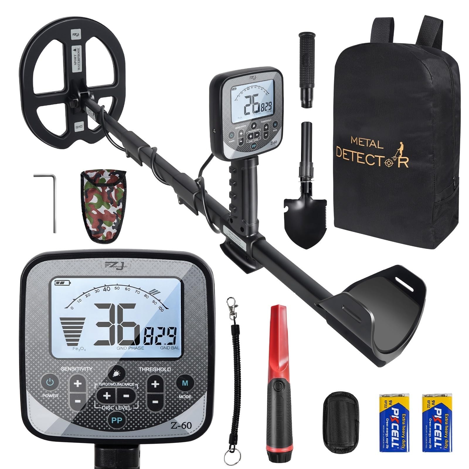 Photo 1 of 16" Detection Depth Metal Detector for Adults,High Accuracy Professional Metal Detector kit with Double-D Waterproof Coil,19.2 kHz Beach Metal Detector and Pinpointer,4 Professional Modes,LCD Display