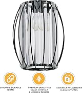 Giggi Small Black Crystal Light Shade 16x20cm Cylinder with Oval Rings view 6