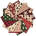 JarThenaAMCS 12Pcs Christmas Cotton Fabric Bundles 18 x 22 Inch Red Green Woodland Fat Quarters Xmas Sewing Fabrics for DIY Craft Party Decor