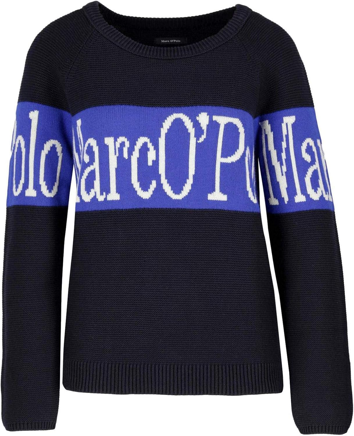 Marc O'Polo Damen Pullover Strick mit Schriftzug blau Wolle Amazon.de