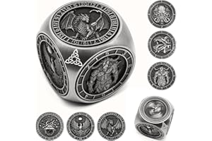 WUNHUNEW DND Spinner Dice, 7 in 1 Unique Metal Dice Set with 3D Relief for Dungeons and Dragons Gifts, Cool Polyhedral Role Playing Game Dice, Fantasy D&D Tabletop RPG Accessories for DM & Player (Silver)