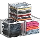 Sorbus clear Storage Bag - Foldable Large Plastic Bags with Zipper & Carry Handles, Great for Clothes, Blankets, Closets, Bedrooms, and more (3 Pack)