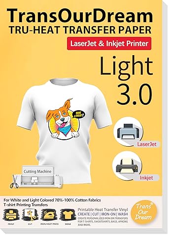 TransOurDream Iron on Heat Transfer Paper for T Shirts (Light