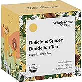 Organic Roasted Dandelion Root Tea with Cinnamon Bark, Cardamom Seed, Ginger Root & Star Anise Seed | 15 Dandelion Tea Organi