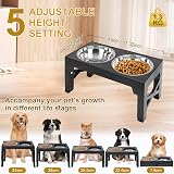 Polegas Upgraded Raised Dog Bowl with Stand 2 Bowls 5 Height Adjustable view 2