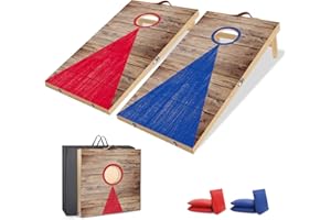HQGZQL Wooden Cornhole Board Set with Bean Bags, Choose 4x2 or 3x2 2x1.3 ft Corn Hole Boards, Portable Outdoor & Indoor Toss Game Sets for Kids Adults and Family Party Camping Equipment