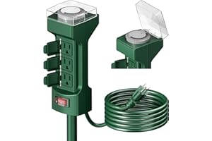 K KASONIC - 24 Hour Outdoor Stake Timer, 6 Outlets 6 ft Extension Cord Mechanical Power Timer for Outdoor Lights, Christmas Decorations, ETL Certified, Weatherproof Safety Cover-Green