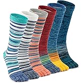 TikMox Crew Toe Sock, Cotton Ankle Sock & Stocking, Arch Support, Running Five-Toe Design(3&6pairs)