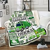 Just A Boy Who Loves Garbage Trucks Blanket, I Love Garbage Trucks Gifts Blanket for Boys Kids, Soft Cozy Warm Lightweight Throw Blanket for Living Room Couch Bed Sofa 60”x50”