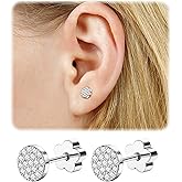 EQFE 14K Gold Plated Small Stud Earrings for Girls Women Hypoallergenic Surgical Steel Cartilage Flat Back Stud Earrings CZ Cross Dot Bar Heart Handmade Screw Back Earrings Studs