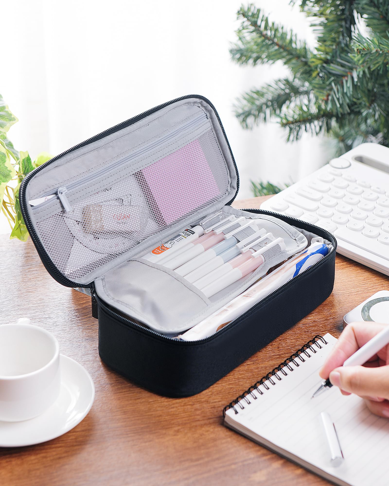 YOKUMA Pencil Case,Large Capacity Pencil Pouch,Aesthetic Zipper Pencil Box, Back to School Supplies for College Student Teen Adults,Travel Essentials,Electronic Cable Organize