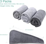 ROSSHINE Microfibre Hair Towel Wrap 3 Pack 65x25cm Turban Quick Dry view 6