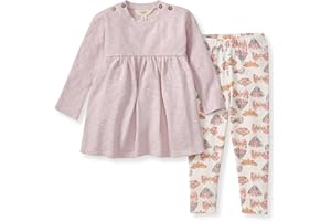 Burt's Bees Baby baby-girls Long Sleeve Top and Pant Set, 100% Organic Cotton Outfit