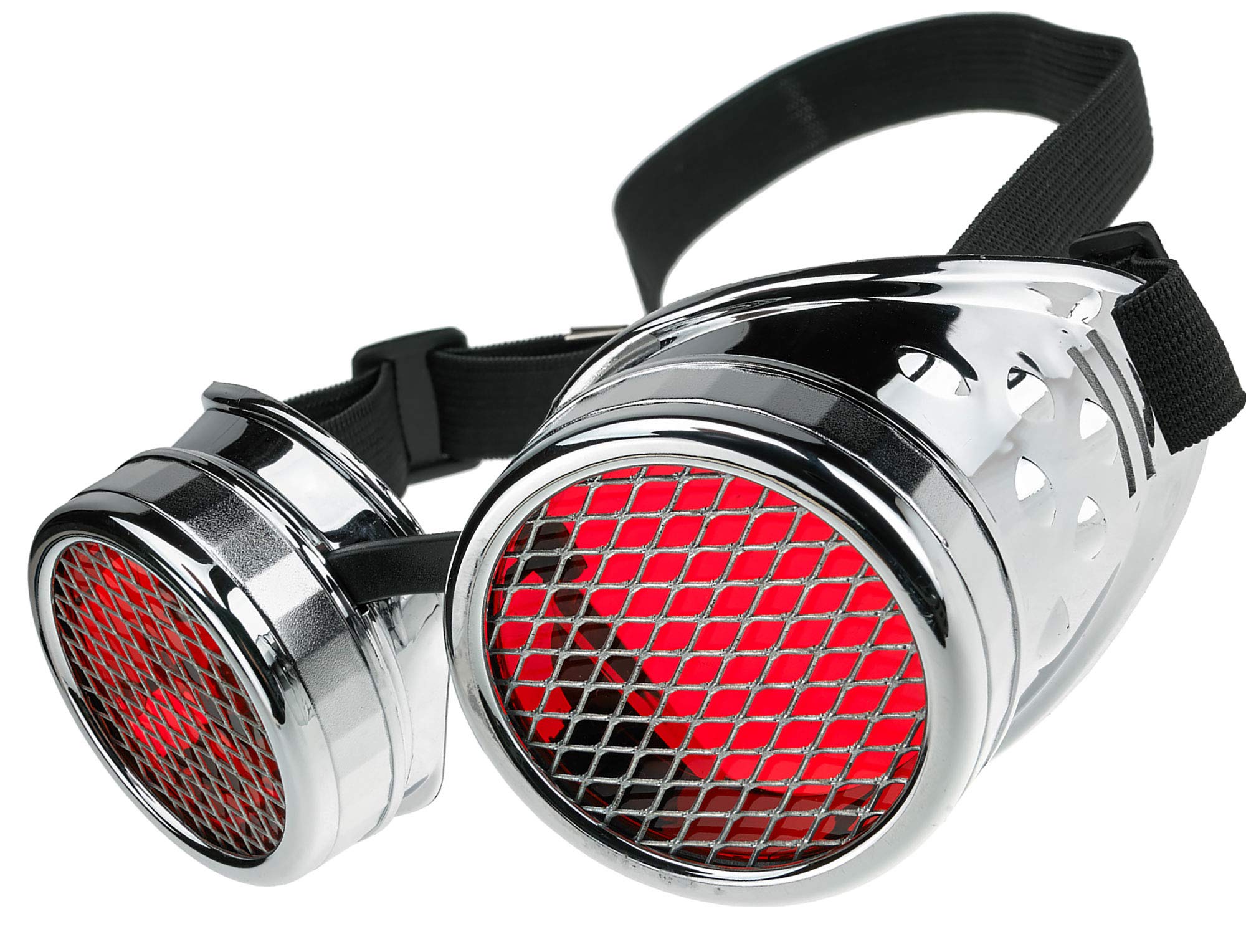 Welding Cyber Goggles Steampunk Goth Cosplay Sunglasses 50s Round Glasses Party Fancy Dress MFAZ Morefaz Ltd (Silver Grid)