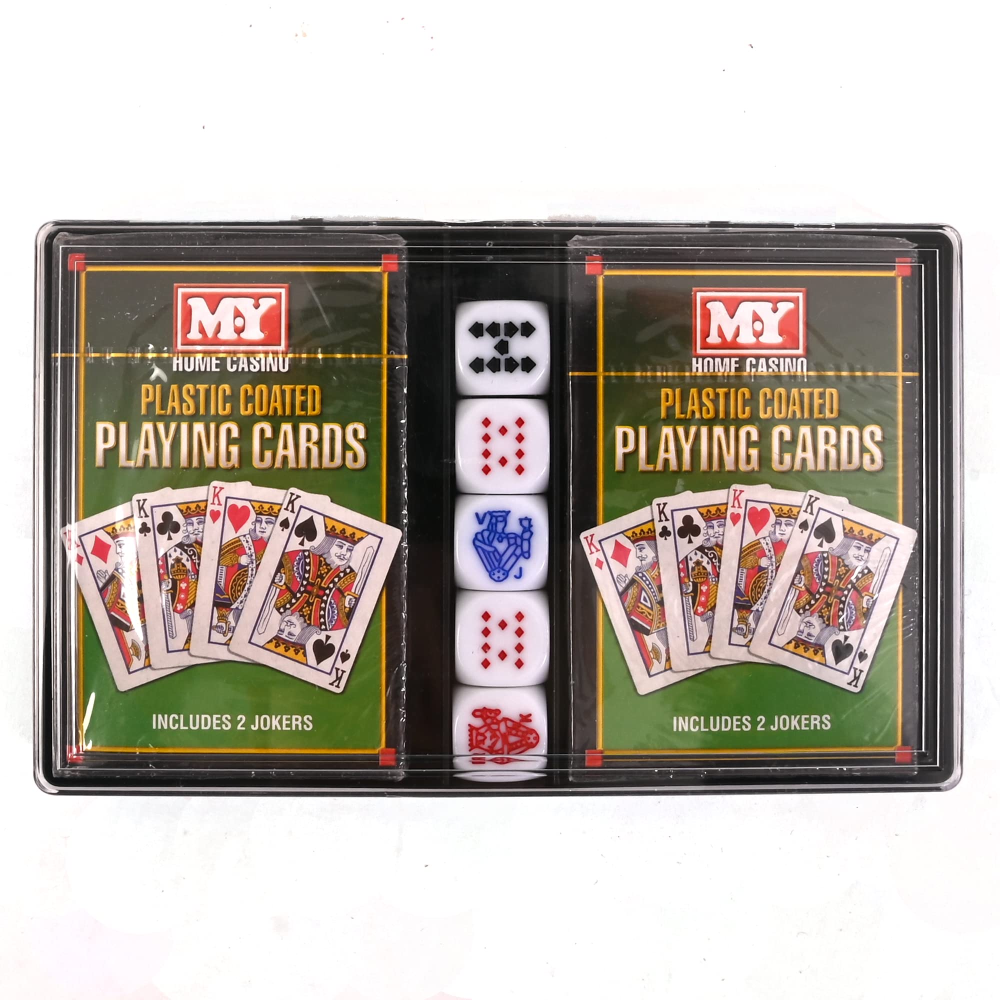 M.Y Playing Cards and Poker Dice | 2 Packs of Playing Cards with 5 Poker Dice