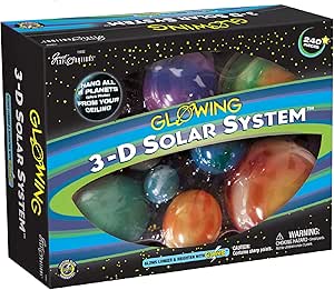 Great Explorations 3-D Solar System Glow In The Dark Ceiling Hanging Kit 3D Planets and Star Stickers Create the Milky Way Teach Science STEM, Multicolor (UG-19862)