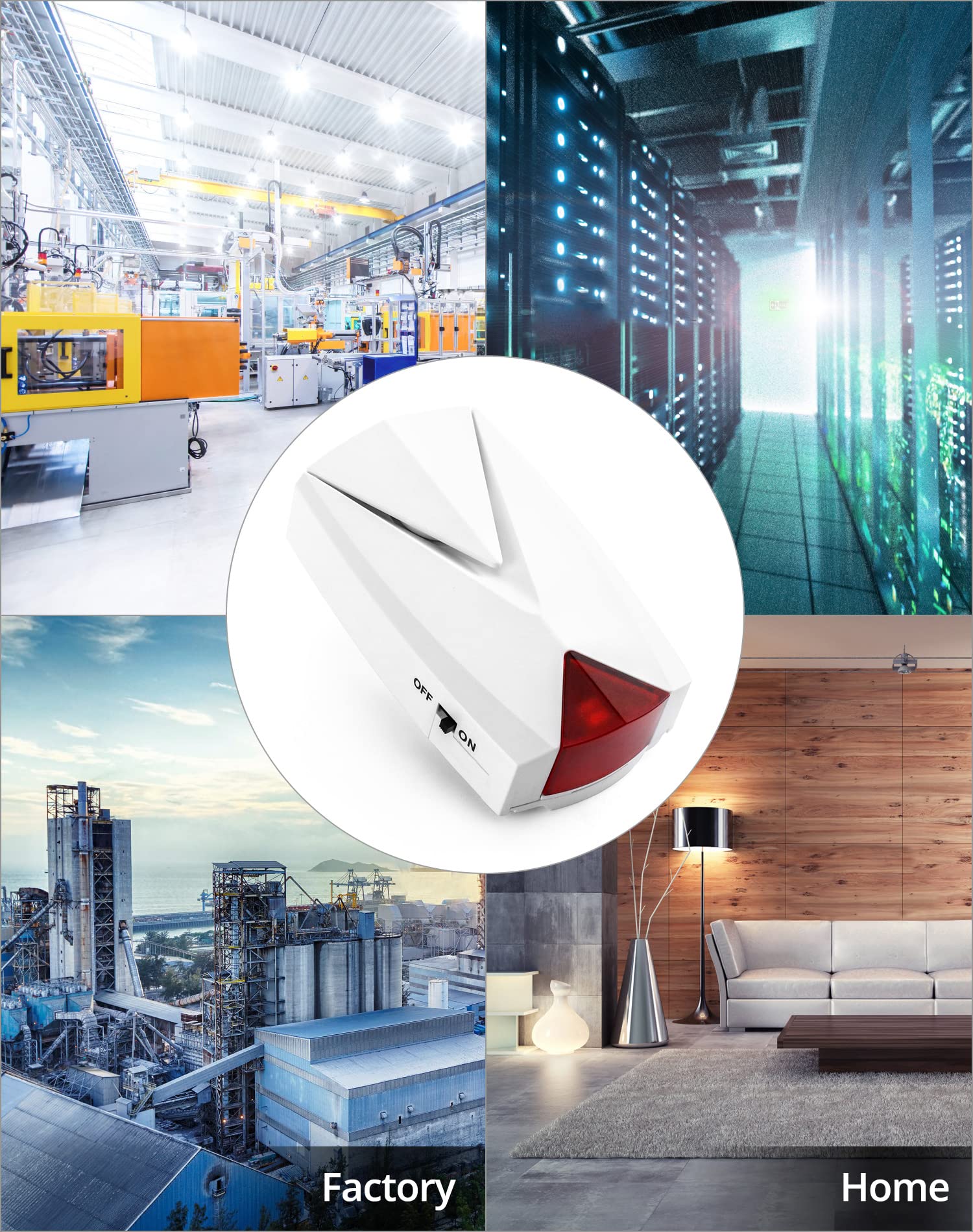 QWORK Power Failure Alarm, 2 Pack, 118 db Loud Siren with LED Light, 110V to 220V, Off/On Alert