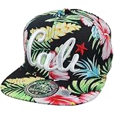CALI Baseball Cap Snapback Hawaiian Hat Floral Fashion Casual Flat Bill Tropical