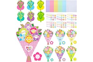 Pasimy 48 Sets Mother's Day DIY Crafts Kit Bouquet Greeting Cards Envelopes I Love You Mom Flowers Stickers for Preschool Primary School Kids Classroom Happy Mother's Day Make Your Own Crafts Gifts